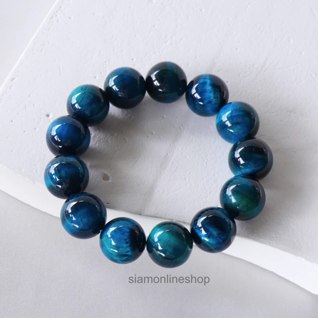 ROYAL BLUE TIGEREYE หินไทเกอร์อาย สีรอยัลบลู เลือกขนาดเม็ดหินได้ สร้อยข้อมือหินแท้ https://wayoza.com