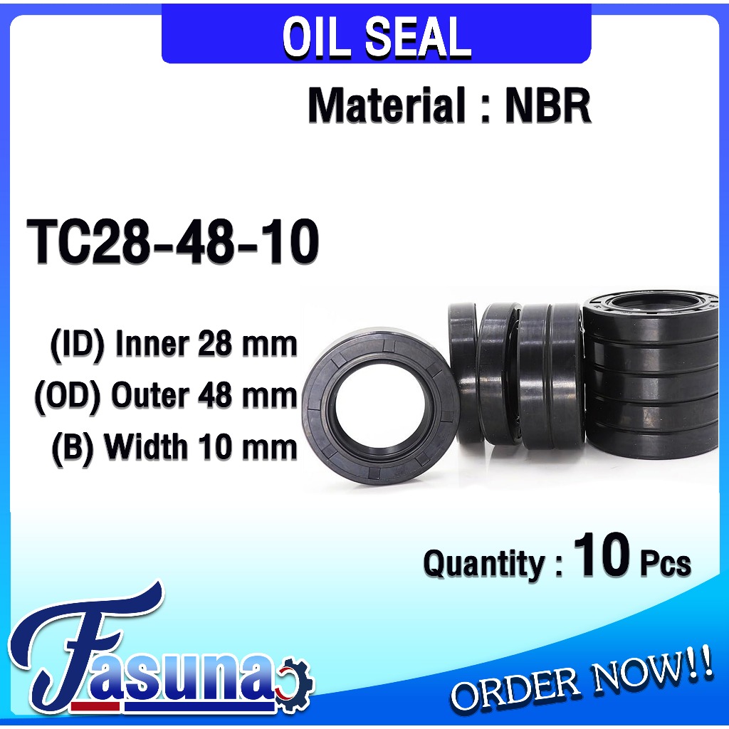 ออยซีล Oil seal TC28-48-10 ออยซีล Oil Seal ซีลยาง TC ซีลกันน้ำมัน ( NBR ...