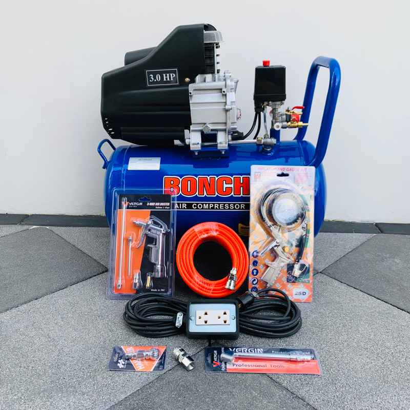 BONCHI ปั๊มลม ถังลม ปั๊มลมโรตารี่ 50 ลิตร 3 แรงม้า รุ่นBC-50L+อุปกรณ์ 6 ...