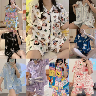 Bộ đồ ngủ họa tiết hoạt hình tay ngắn quần ngắn Bộ đồ ngủ cotton Bộ đồ ngủ họa tiết hoạt hình Bộ đồ ngủ nữ