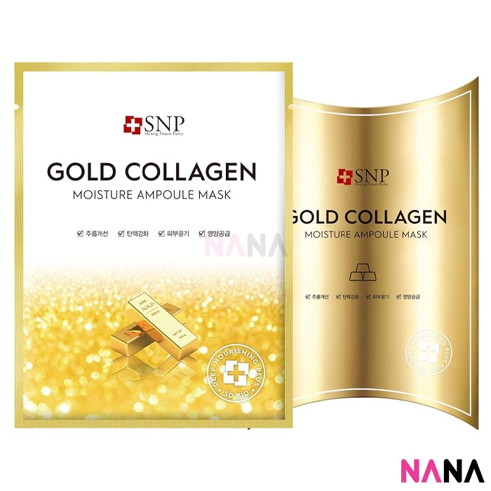 SNP Gold Collagen Moisture Ampoule Mask 10pcs/box แผ่นมาส์กหน้าสูตรทอง ...