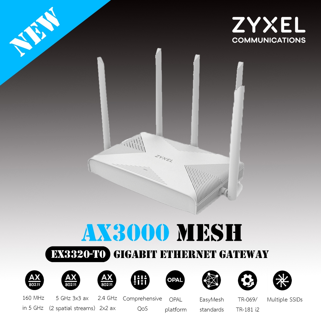 ZYXEL EX3320-T0 Dual-Band Wireless AX3000 Gigabit Ethernet Gateway ...