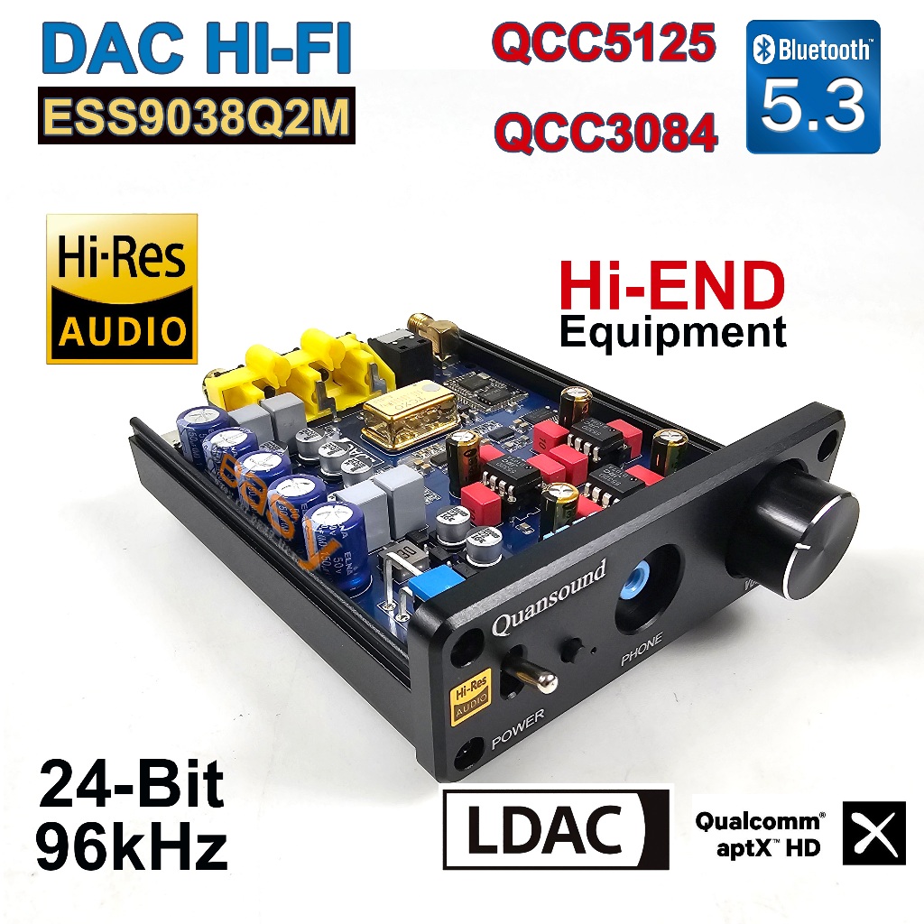 Uhidka Bluetooth 5.1 Audio Modul QCC5125 - LDAC APTXHD Unterstützung | Audio Receiver Board | Analog Ausgang