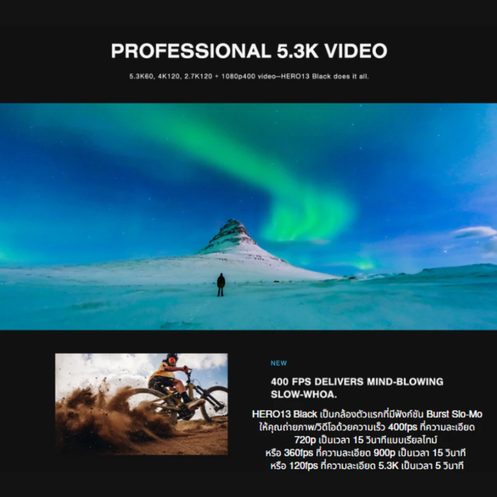 GoPro HERO 13 Black กล้องโกโปรรุ่นใหม่ กล้องแอคชั่นแคม กล้องดำน้ำ ของแท้ https://wayoza.com