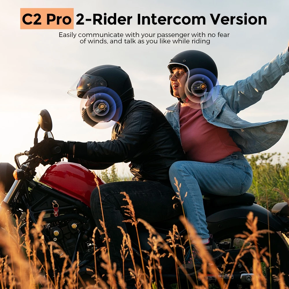 GEARELEC C2 Pro หูฟังบลูทูธติดหมวก BT5.3 กันน้ำIPX7 อินเตอร์คอม ลดเสียงรบกวนอัจฉริยะ แฮนด์ฟรี แบ่งปันเพลง Helmet Heasets