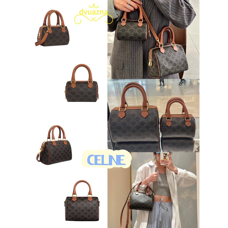 แบรนด์ใหม่-100-ของแท้-celine-boston-กระเป๋าถือกระเป๋าสะพายข้างเดียว