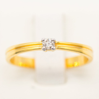 เม็ดเดี่ยว ก้านขีดกลาง 💍 แหวนเพชร แหวนทองเพชรแท้ ทองแท้ 37.5% (9K)  ME534