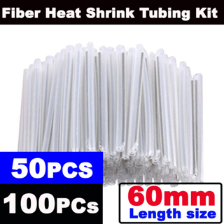 60mm Fiber Heat Shrink Tubing Kit Fusion Fiber Optic Cable สลิปต่อสายไฟเบอร์ แบบผอมเข็มลวดสแตนเลส.