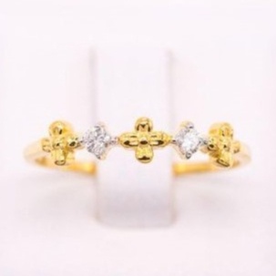 แหวนดอกไม้สลับเพชร 🌸💎🌸💎🌸 แหวนเพชร แหวนทองเพชรแท้ ทองแท้ 37.5% (9K) ME662