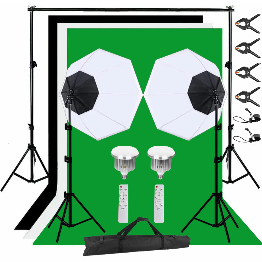 ไฟถ่ายรูป 85W/300W ไฟไลฟ์สด ไฟสตูดิโอ & ฉากถ่ายรูป 2x2m ผ้าฉากหลัง 2x3m