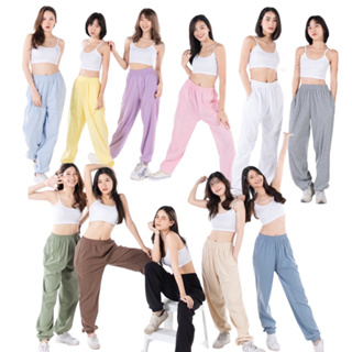 [NEW} กางเกงขายาว PASTEL จั้มขา เอวยางยืด 26-46นิ้ว 11 สี