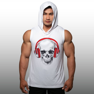 SKULL เสื้อฮู้ดแขนกุด Sleeveless Muscle Hoodies