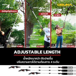 OSUKA เลื่อย ไร้สาย 20v OSPS-4V1 OSUKA V.23 ใช้งานได้ 4 รูปแบบ ตัดกิ่งไม้ได้ทุกประเภท AGOSP00104