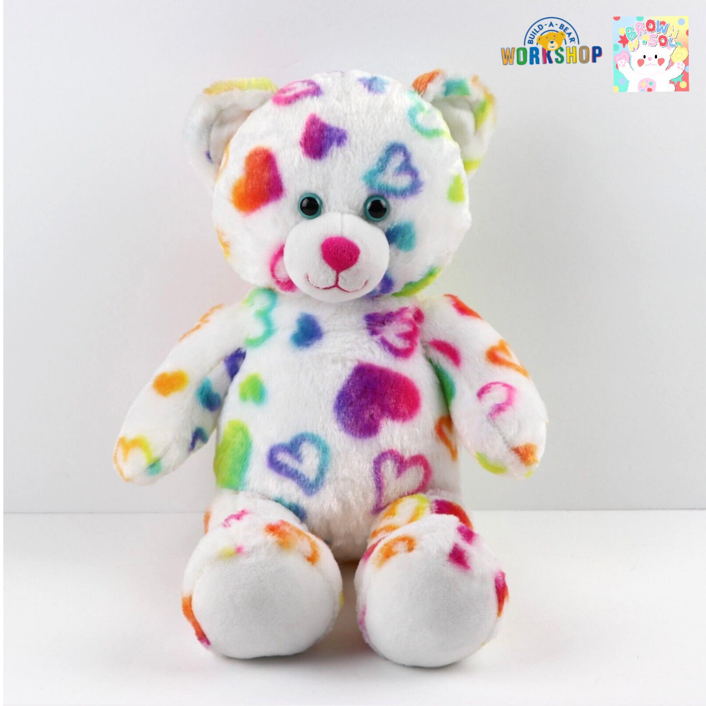 build-a-bear-workshop-ตุ๊กตาหมี-หมีขาวหัวใจรุ้ง-หมีบิ้วแบรนด์แท้-พร้อมส่ง-white-rainbow-heart-bear