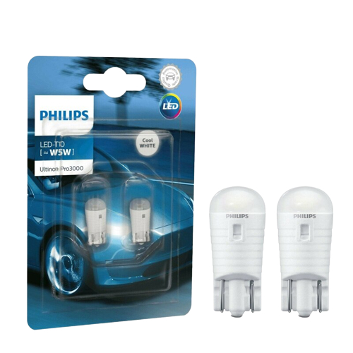 philips-หลอดไฟสัญญาณ-t10-led-ultinon-pro3000-6000k-12v-ไฟหรี่-ไฟส่องป้ายทะเบียน-ไฟในห้องโดยสาร