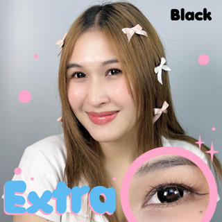 คอนแทคเลนส์รุ่น Extra สีดำ แบรนด์ Pretty doll ค่าสายตาปกติ เลนส์นิ่มใส่สบายตา แถมตลับ