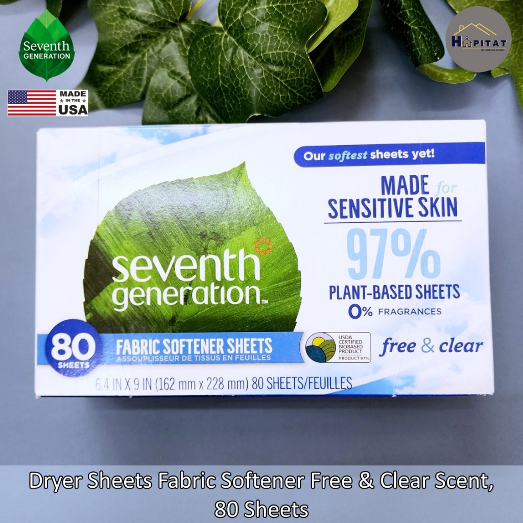 {Seventh Generation®} Dryer Sheets Fabric Softener Scent, 80 Sheets
