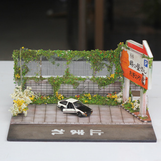 ฉากโมเดลรถ โมเดลจำลอง ไดโอราม่า ลาดจอดรถ 1:64 (ไม่รวมรถ) Diorama kamameshi billboard Initial D 1/64