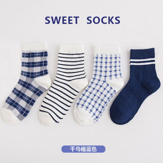 🧦ถุงเท้าข้อกลาง สีน้ำเงิน   collection Blue 🚚ส่งไวจากไทย