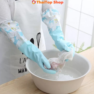ThaiTop ถุงมือยาง ล้างจาน 48cm กันนํา้ ทำความสะอาด