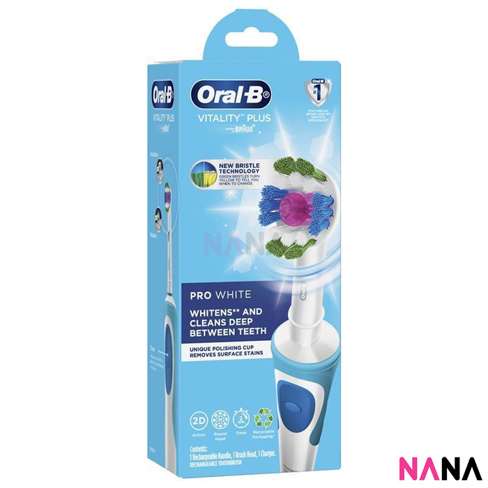 OralB Vitality Plus Pro White Rechargeable Electric Toothbrush (with 1