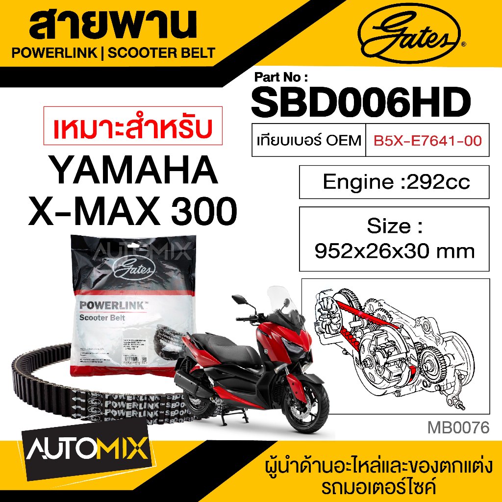 สายพาน-yamaha-x-max-300-powerlink-scooter-belt-สายพานมอเตอร์ไซค์-อะไหล่มอไซค์-อะไหล่แต่ง-มอเตอร์ไซค์-mb0076