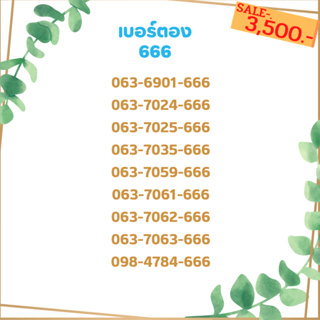 เบอร์ตอง 666 เบอร์เรียง เบอร์สวย เบอร์จำง่าย เบอร์มงคล