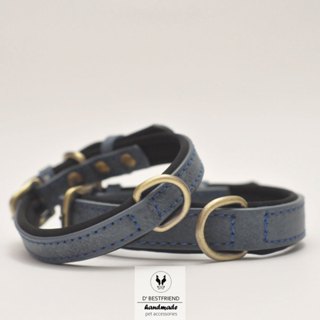 ปลอกคอสุนัข-แมว ปลอกคอหนัง NAVY LEATHER COLLAR