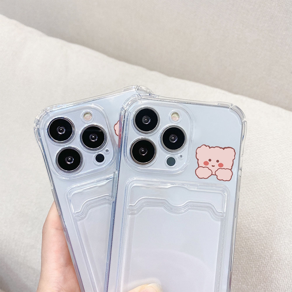 tpu-เคสไอโฟน-เคสใส่บัตร-เคส-for-iphone-15-11-14-13-12-pro-max-7-8-plus-เคสใสใส่บัตร-se-2020-x-xr-xs-max-เคสซิลิโคนใส