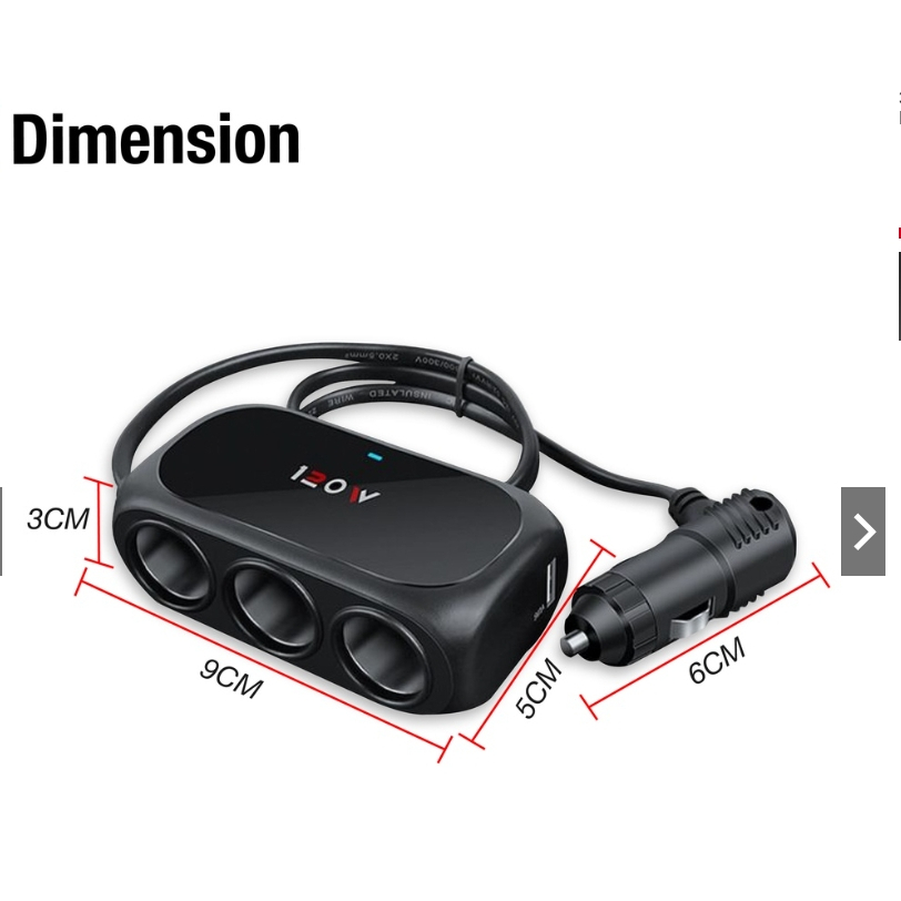 charging-kit-เพิ่มที่จุดบุหรี่ในรถยนต์เป็น-3-socket-และช่องเสียบที่ชาร์จแบตในรถยนต์-usb-1-port-สีดำ-87