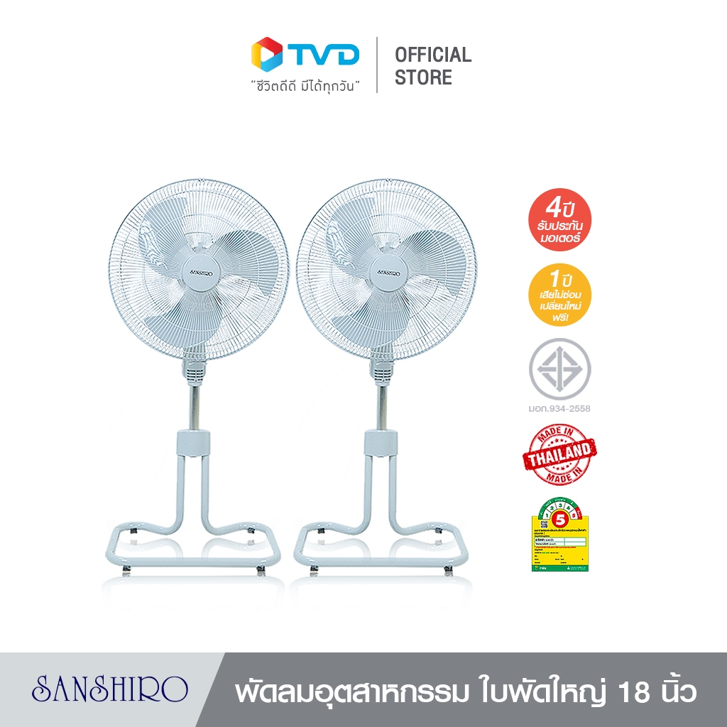 ราคาและรีวิวSanshiro Electric fan พัดลมอุตสาหกรรม ตั้งพื้น 18 นิ้ว มาตรฐาน มอก.ประหยัดไฟเบอร์ 5 ประกอบง่าย ทนทาน แข็งแรง รับประกัน4ปี โดย TV Direct