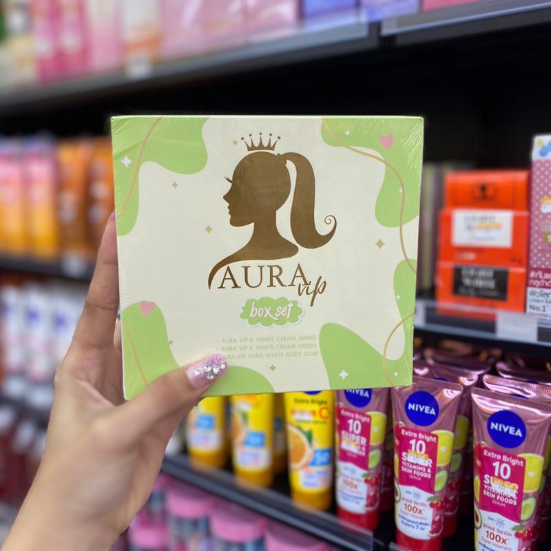 Aura Vip ออร่าวีไอพี แพคเกจใหม่ ของแท้ ครีม2+1สบู่ ทาผิวกาย | Shopee ...