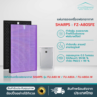 แผ่นกรองอากาศ HEPA Filter FZ-A80SFE และ กรองคาร์บอน เครื่องฟอกอากาศ sharp รุ่น FU-A80TA