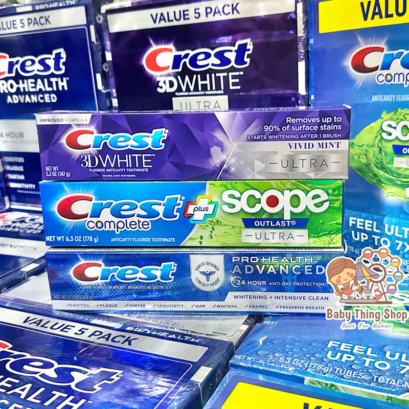 exp-ปี-25-พร้อมส่ง-ยาสีฟันอเมริกา-crest-complete-scope-outlast-ultra-prohealth-advanced-crest-3d-white