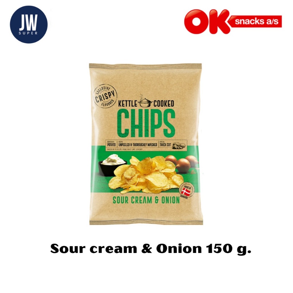Kettle Chips Sour Cream&Onion มันฝรั่งทอดกรอบ รสครีมกระเทียม ขนาด 150