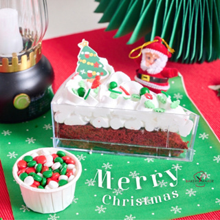 ถ้วยพลาสติกสามเหลี่ยมพร้อมฝา 10 ใบ / วันแม่ ใส่วุ้น มูส บลูเบอรี่ชีสเค้ก mousse cake คริสต์มาส Christmas