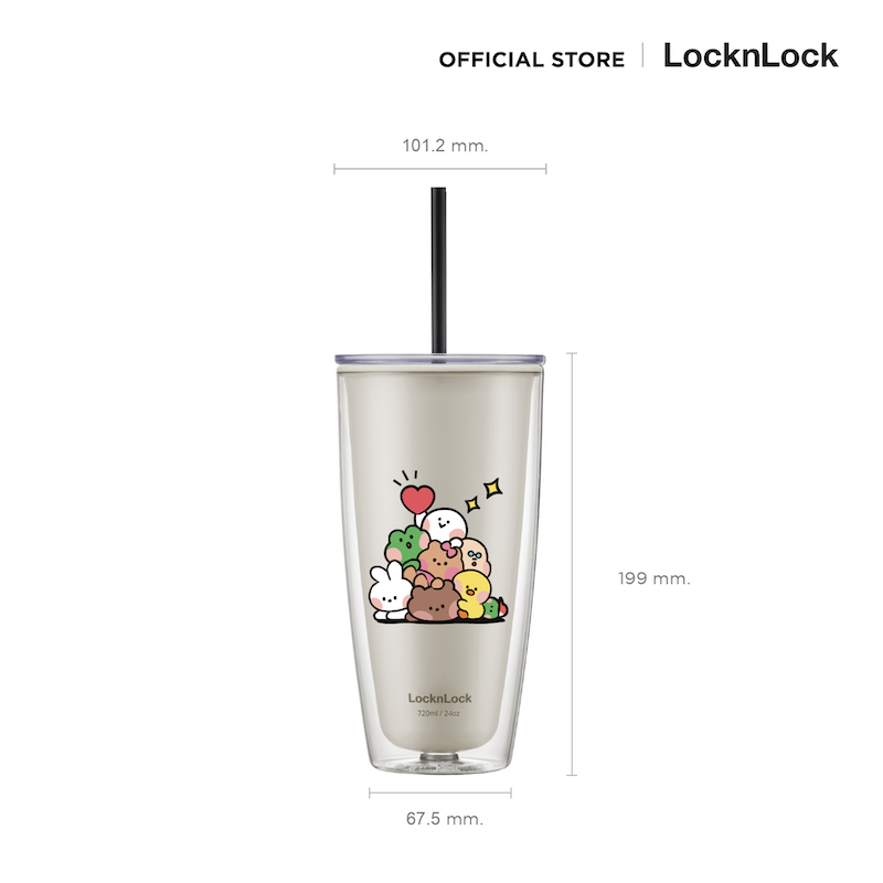 LocknLock with Line friends แก้วสองชั้น พร้อมหลอด Double Wall Cold Cup ...