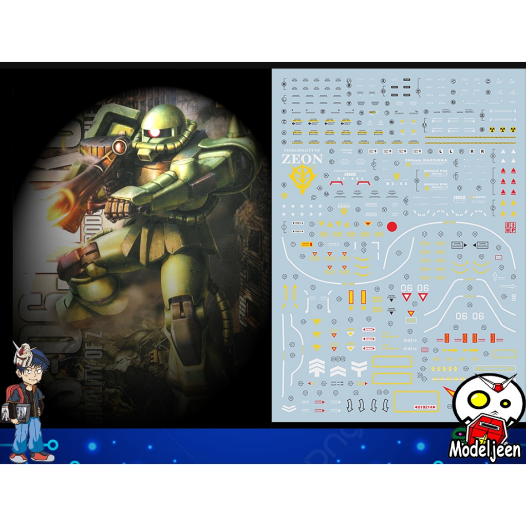 065 Water Decal MG1/100 Zaku II ยี่ห่อ S.I.M.P. Model Decal | Shopee ...