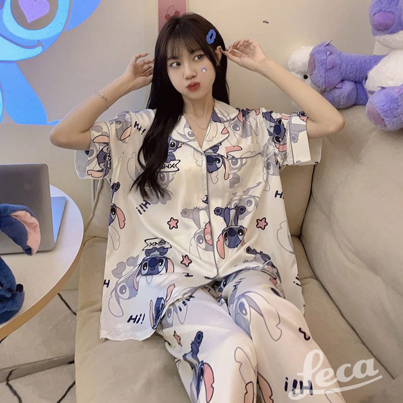 ชุดนอนคอปก ชุดนอนผู้หญิง ชุดนอนแขนสั้นขายาว ชุดนอนลายการ์ตูน ชุดนอน ...