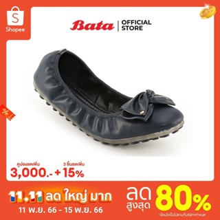 Bata บาจา รองเท้าแบบสวมส้นแบน รองเท้าลำลอง น้ำหนักเบา ตกแต่งด้วยโบว์น่ารัก สำหรับผู้หญิง รุ่น Chiny สีชมพู 5518901 สีกรมท่า 5519901