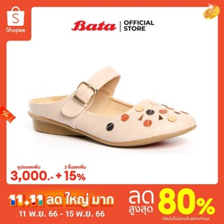 Bata LADIESCASUAL รองเท้าแบบสวมเปิดส้น ใส่ลำลอง สวมใส่ง่าย รองรับน้ำหนักเท้าได้ดี ส้นแบน สำหรับผู้หญิง สีเบจ รหัส 5618879