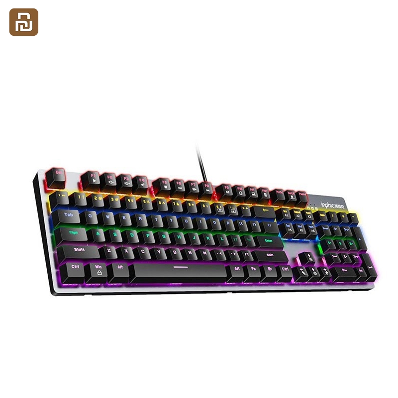 INPHIC V910 Mechanical Keyboard ( Red/Green Switch) 104ปุ่ม พร้อมไฟ RGB ...