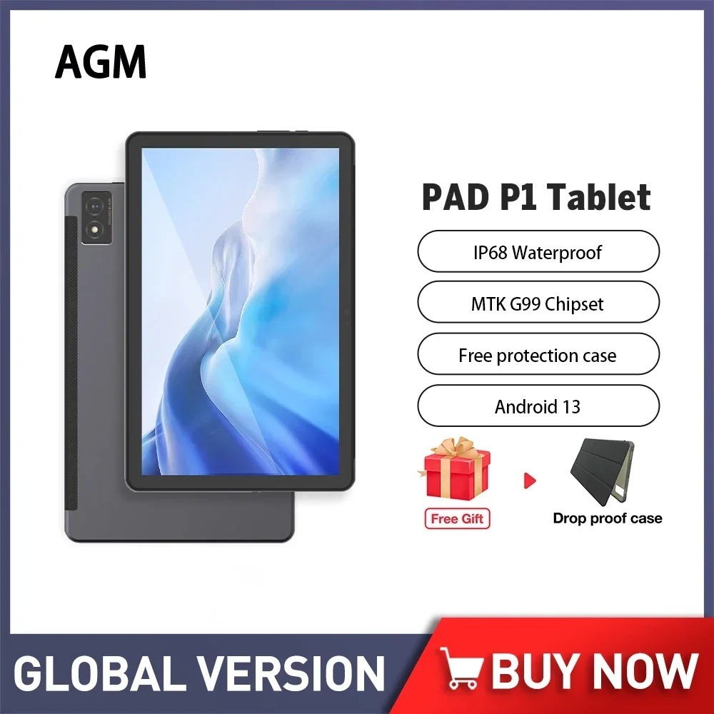 AGM PAD P1 Tablet 10.36 Inch 2K FHD IPS 8GB+256GB Waterproof Tablet ...