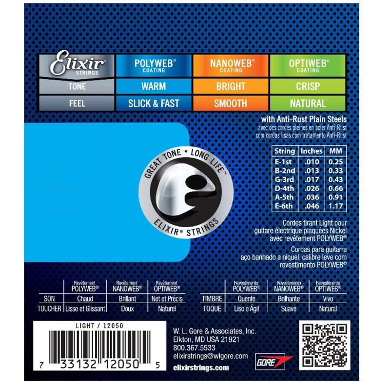Elixir Strings POLYWEB เคลือบสายกีตาร์ไฟฟ้า 12000 12025 12050 | Shopee ...
