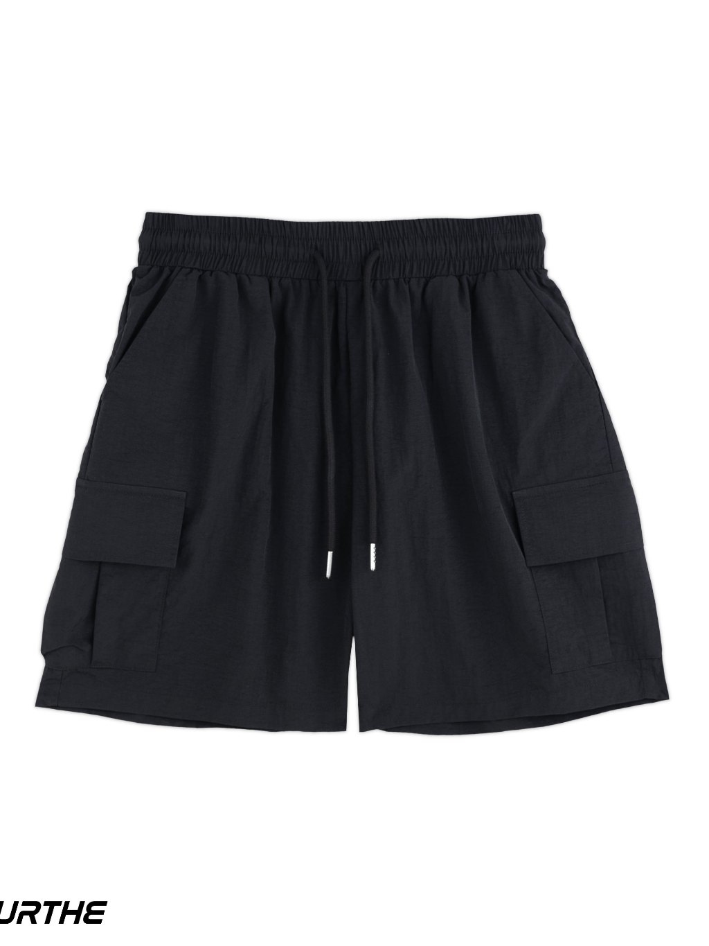 URTHE - กางเกงขาสั้น คาร์โก้ เอวยืด รุ่น CARGO SHORTS สี ดำ เทา น้ำตาล