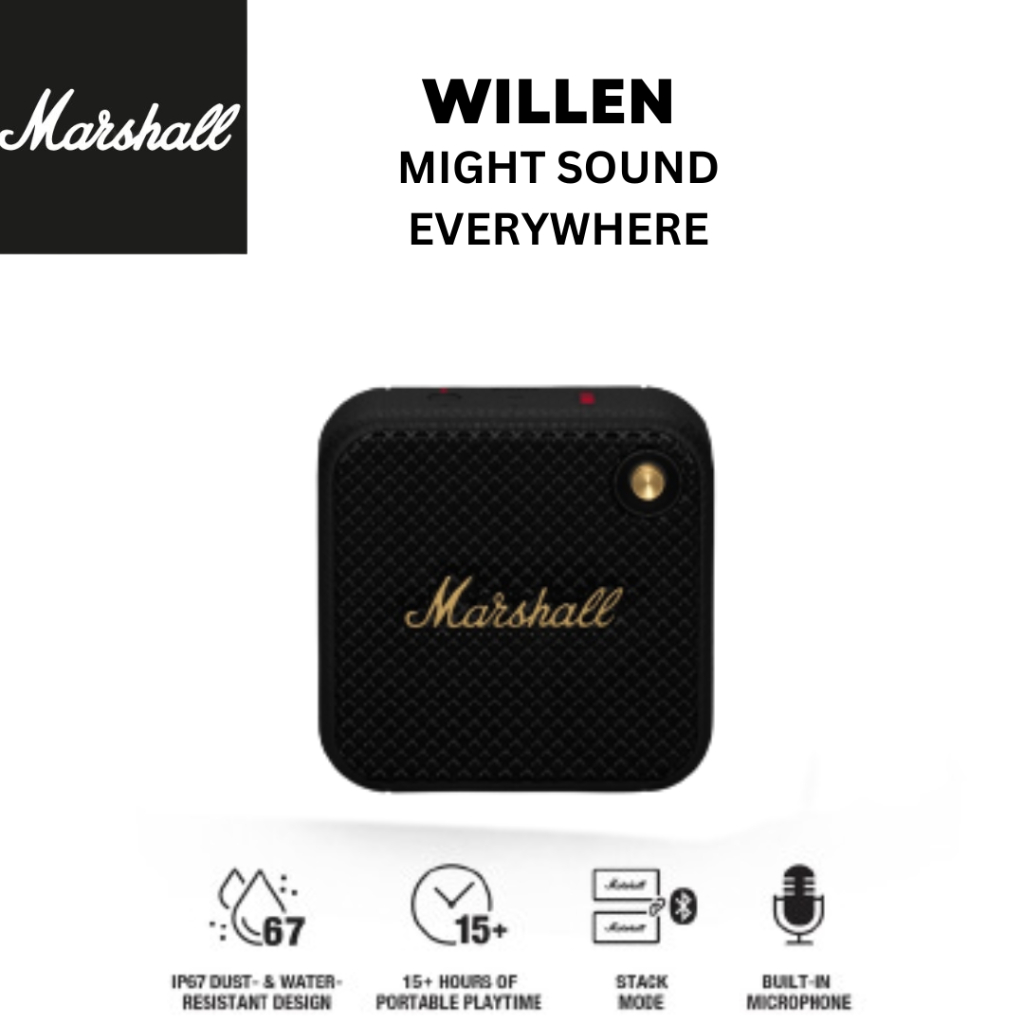 ภาพหน้าปกสินค้าMARSHALL Willen Black and Brass - ลำโพงบลูทูธ ลำโพงพกพา ลำโพง marshall