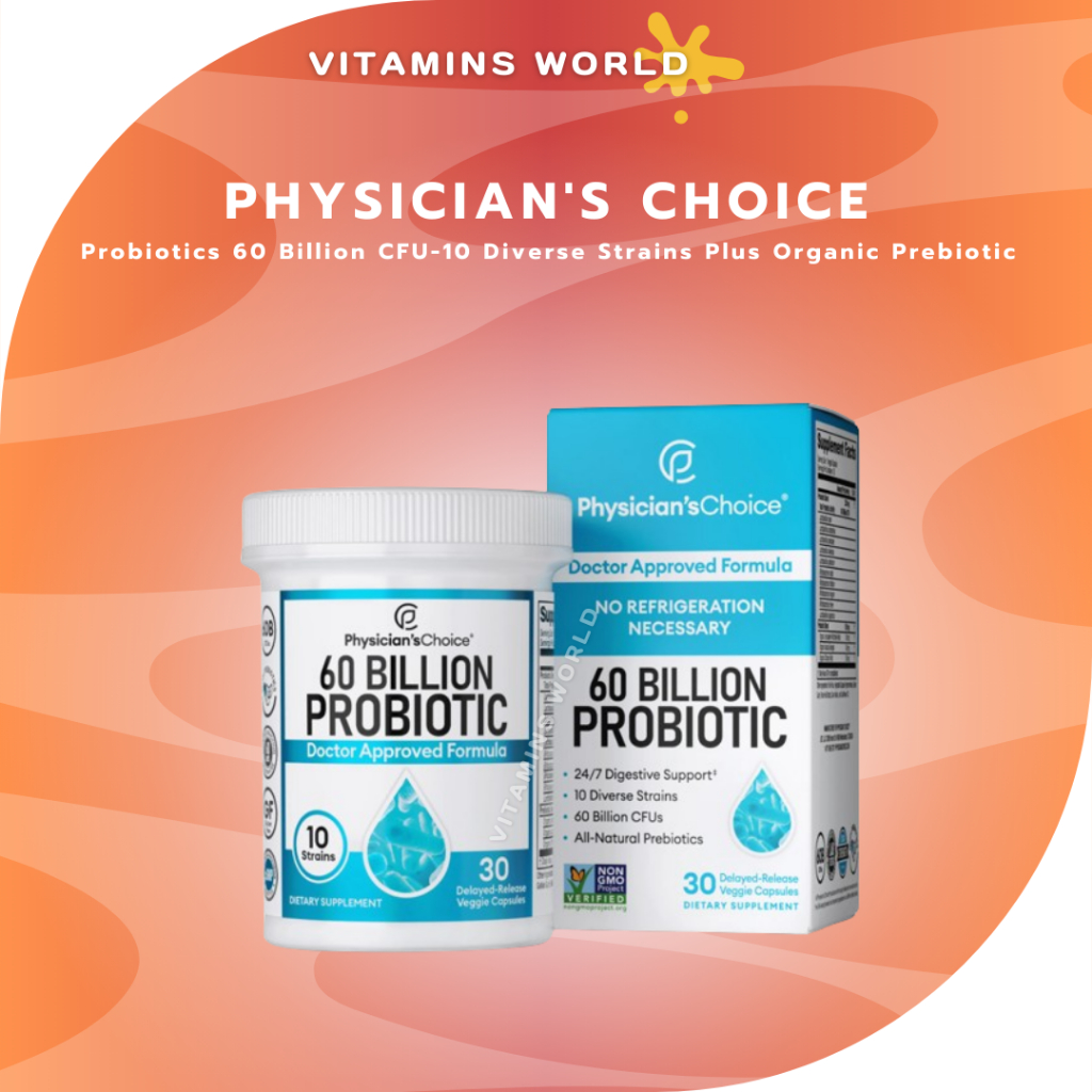 (30veggie cup) Physician's Choice Probiotics 60 Billion CFU10 Diverse