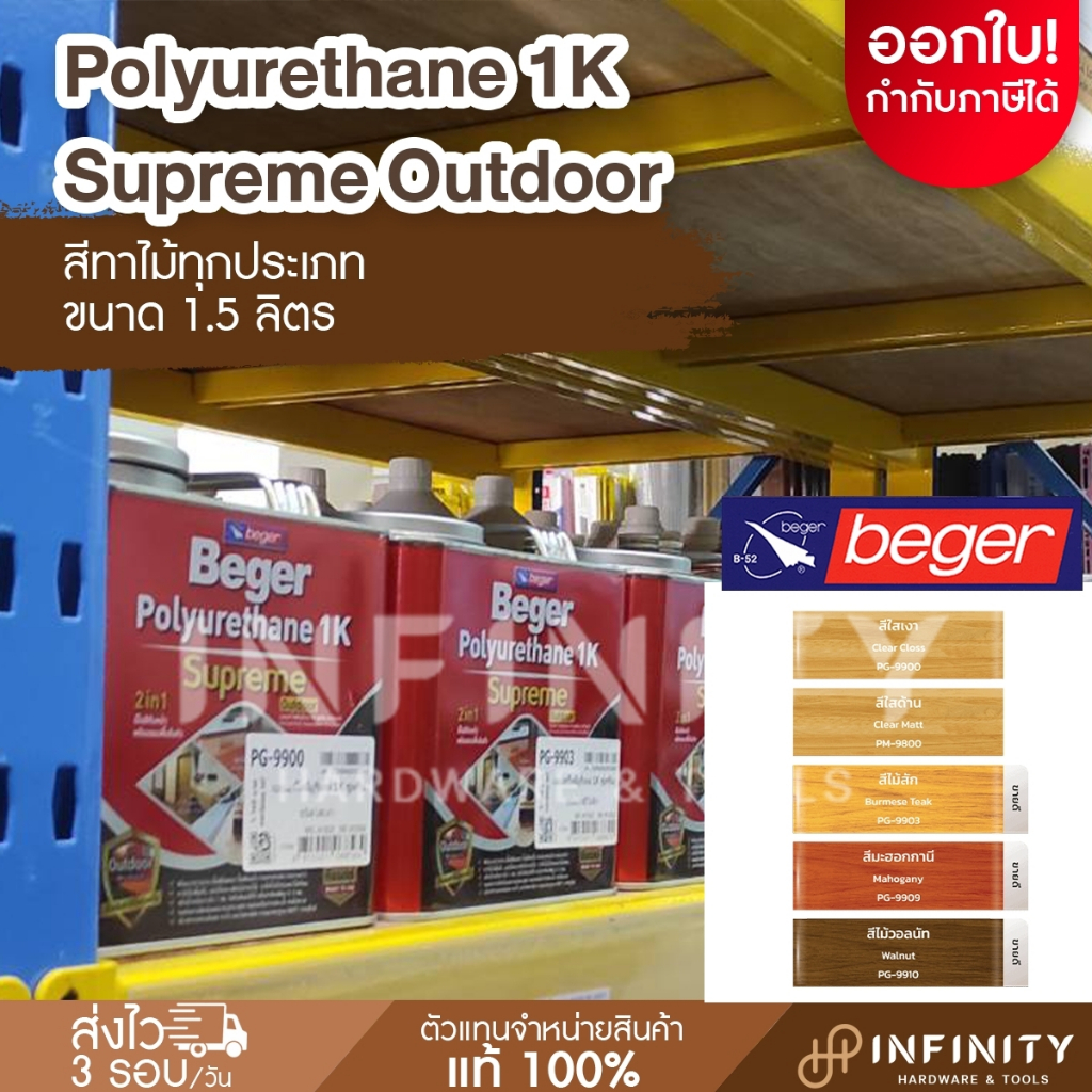 Beger เบเยอร์ โพลียูรีเทน 1K ซูพรีม เอาท์ดอร์ ขนาด 3 ลิตร สีทาไม้ทุก ...