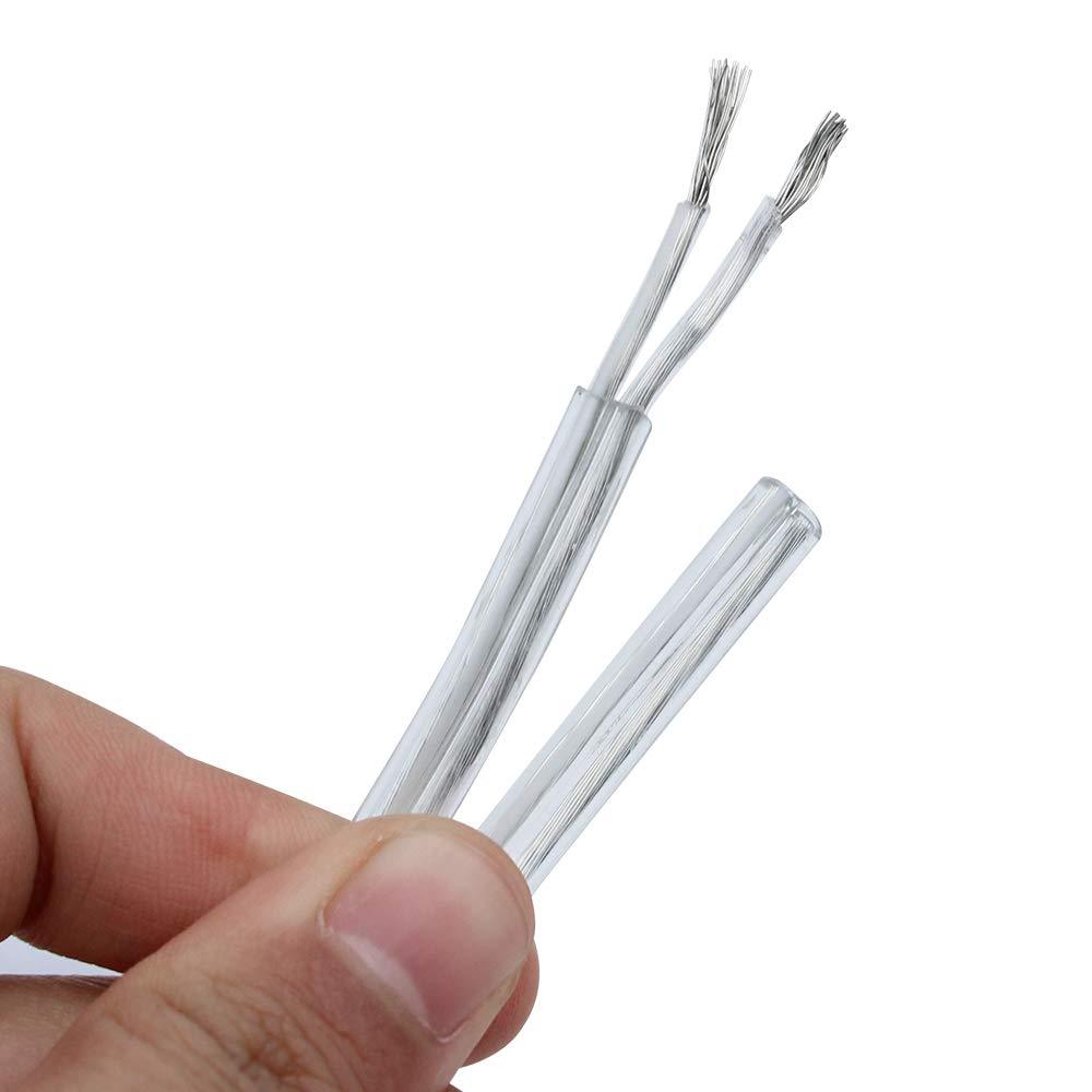 สายไฟ คู่ ใส กลม 220V 0.5mm² transparent wire 2 core cable ทองแดงแท้ ...