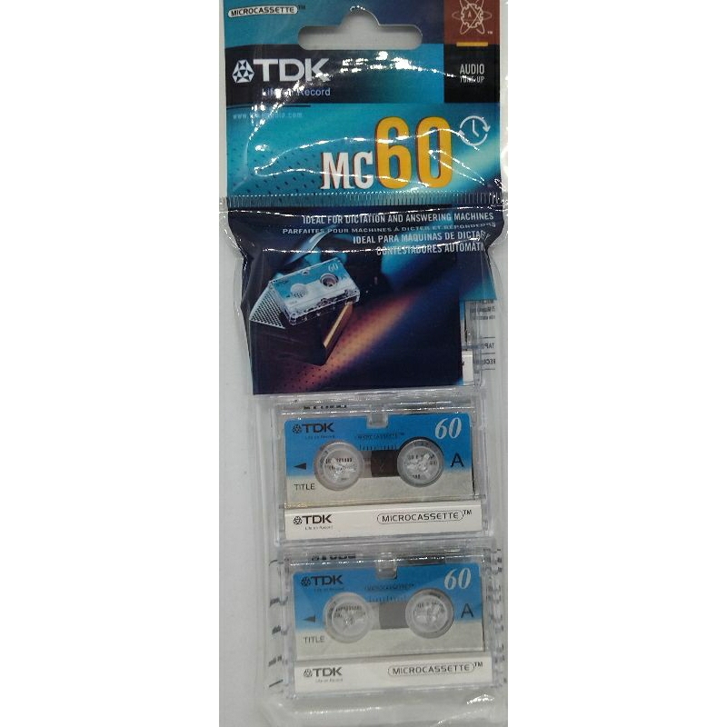 ตลับเทปเปล่า ยังไม่ผ่านการใช้งาน TDK microcassette MC60 เทปคาสเซท 1 แพ
